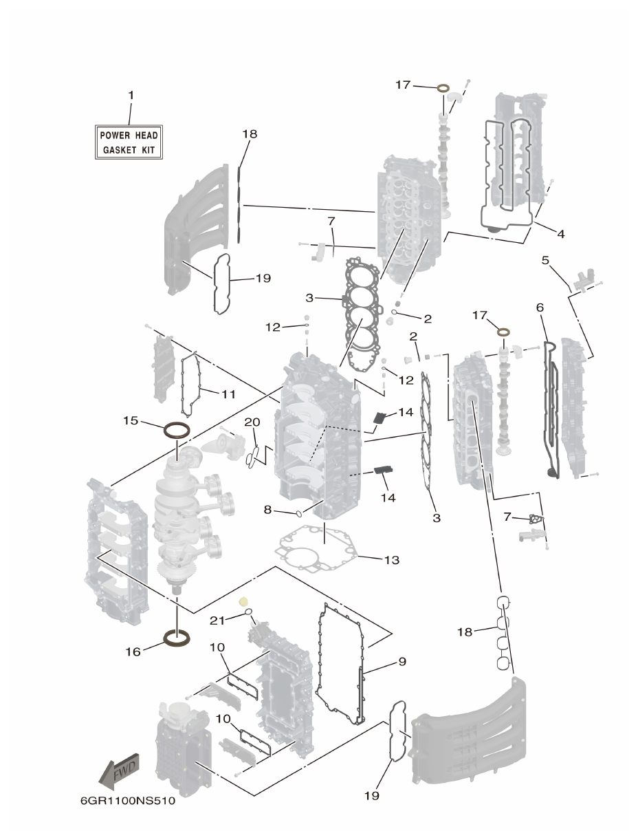 Yamaha XF425NSA2, XF425NSA7 REPAIR KIT 1 parts diagram